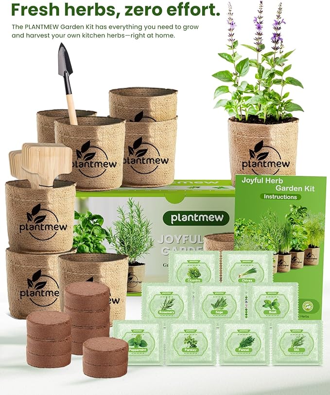 Gift for Women, Mom, Her – 9 Herb Indoor Window Garden Kit | Complete Herb Seeds Starter Set with Pots, Soil, Tools & Markers | Non-GMO Heirloom Herbs | Birthday, Housewarming, New Home, Mother's Day