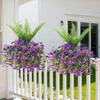 INQCMY Artificial Fake Hanging Flowers with Fake Fern for Outdoors UV Resistant Artificial Plants Spring Decor Look Real Faux Flowers for Outside Home Planter Porch Patio Decor