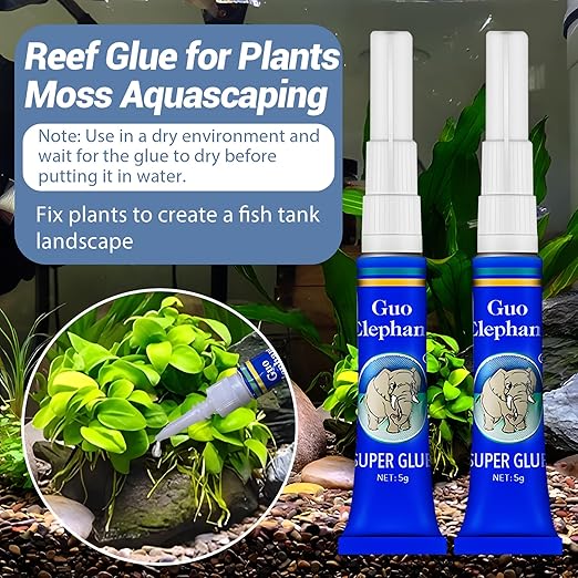 1DFAUL Aquarium Glue Fish Safety, 2Pcs Coral Reef Glue for Plants Moss, Coral, Stone, Wood Aquascaping, Quick Drying (2)