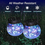kolpop 6 Pack Solar Lantern Outdoor Lights, Multi-Coloured Solars Lanterns with 30 LED, Crackle Glass Ball Waterproof Hanging Solar Lights for Garden Decor Patio Fence Yard Christmas Tree Decoration
