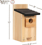 Nature’s Way Cedar Bluebird House for Outdoor Nesting, Predator Guard, Ventilated Design & Easy Access Clean-Out Panel, Natural Wood