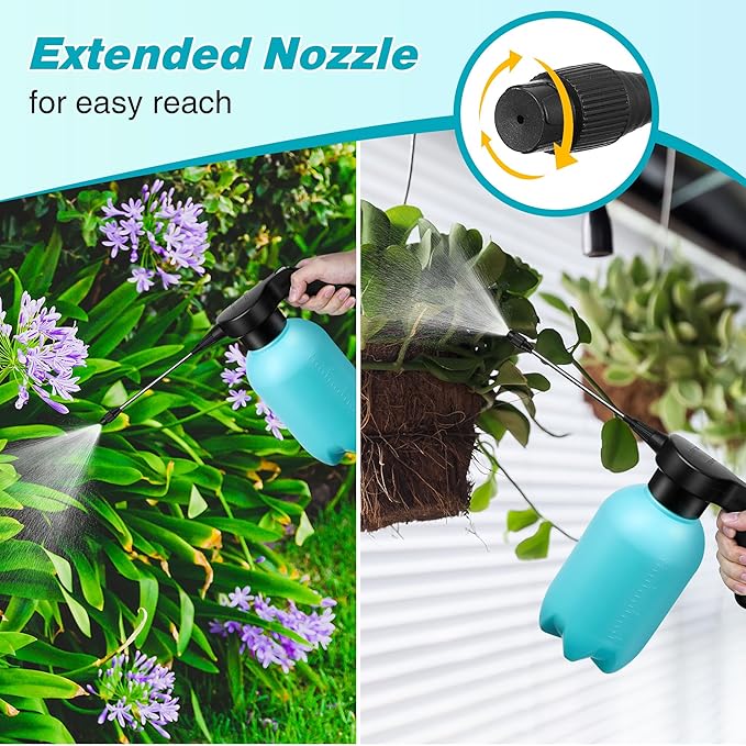 Electric Spray Bottle Plant Mister for Indoor Outdoor Plants, 0.5 Gallon Automatic Watering Can Rechargeable Battery Powered Sprayer with Adjustable Spout for Gardening, Cleaning (Blue Style)