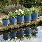 montresor 5-Pack Reservoir & Drainage Plastic Flower Pots (5/5.5/6/6.5/7 Inch) – Ocean Blue Indoor Planters with Wick System for Peace Lily, Fern, Spider Plant