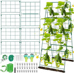 Cucumber Trellis for Raised Bed A Frame Metal Garden Trellis for Climbing Plants Outdoor, 42 x 16IN Foldable Coated Steel Cucumbers Trelli, Easy to Install Cucumber Trellis for Vegetable Fruit