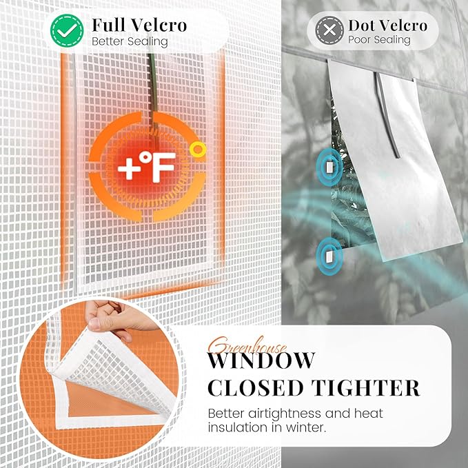 KING BIRD Premium 10x6.6x6.6FT Greenhouse for Outdoors, Large Walk-in Heavy Duty Galvanized Steel Frame, Mesh Door Screen Window Upgraded Zipper Tunnel Hoop for Garden Plant Winter, White
