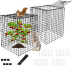 Garden Wire Cloches For Plants Extra Large 13.2" X13.2" X16.7" Rustproof Plant Cages For Outdoor Plants Protectors From Animals With Openable Top Cover & Stakes Plant Cages To Keep Animals Out (2 PCS)
