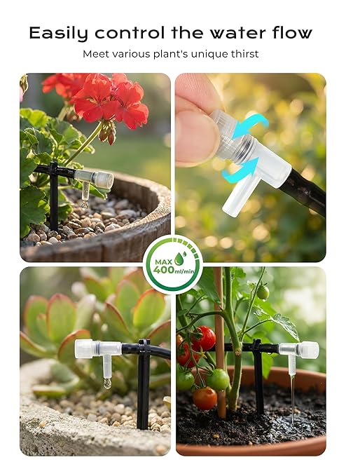 Solar Drip Irrigation System with USB Charging, 49FT Indoor Outdoor Plant Watering Devices for 15 Potted Plants, Automatic Watering System IP44 Waterproof 2200mAh for Garden Farm Greenhouse(Black)