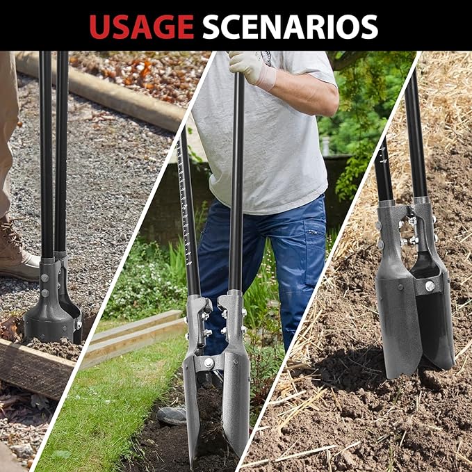 Post Hole Digger Heavy Duty Manual Hole Digger with Scale Mark for Digging,58 inches