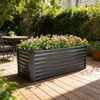 GARDMAX 8x4x2FT Galvanized Raised Garden Bed Kit, Metal Planter Boxes Outdoor with Easy Assembly, Large Garden Bed for Vegetables, Fruits, Flower, Herbs Rectangle Dark Gray