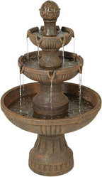 Ravenna 43" High Large Italian Indoor Outdoor Decor Faux Stone Floor Fountain Standing Waterfall 3-Tier Basin Tall Water Feature for Outside Garden Patio Yard Backyard Porch Deck - John Timberland