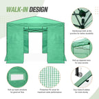 EAGLE PEAK 10x10 Portable Walk in Greenhouse, Pop Up Indoor Outdoor Greenhouse, Green House Kit with Zippered Roll-Up Doors and Windows, PE Cover, Clear/Green