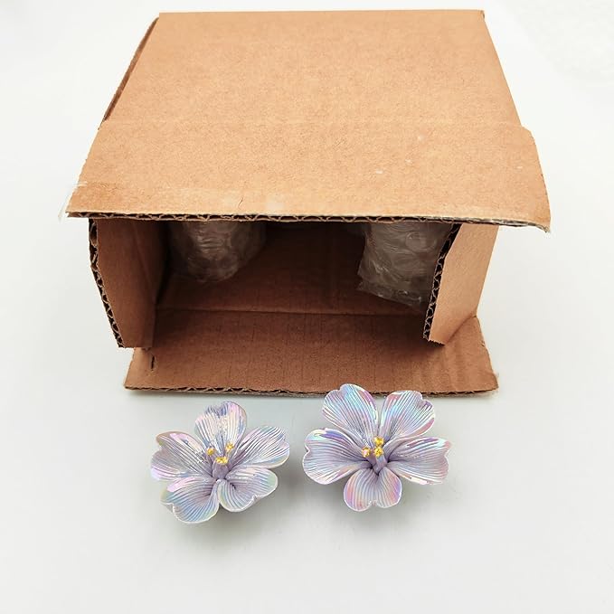 10 PCS 3D Flower Ceramic Tiles,1.6" Handmade Procelain Ceramic Flowers for Artwork,Fish Tank,Vases,Living Room, Dining Table,Office, Home Floral Decor (Single-Flowered Iridescent Purple)
