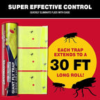 Catchmaster Giant Fly Glue Trap 3-Pack 30 Feet Each, Adhesive Fly Traps Outdoor, Sticky Bug Catcher, Bulk Flying Insect Paper Roll, Pest Control for Garage, Barn, Greenhouse & Garbage Room