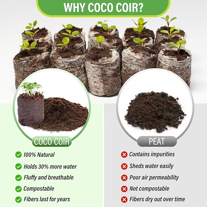 Legigo 50 PCS 30mm Coco Coir Pellets Seed Starter Pods, Compressed Seed Starting Coconut Coir Pellets Soil Plugs for Seedlings, Seeds Plant Starter Pods for Garden Planting Herbs Flowers Vegetables