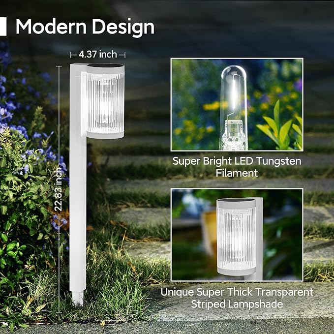 ELECLINK Solar Pathway Lights Outdoor, 6 Pack Upgraded Outdoor Solar Lights for Outside Super Bright Up to 12Hrs, IP65 Waterproof Solar Garden Lights for Yard Landscape Path Walkway Decor(Cool White)