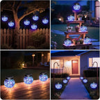 kolpop 6 Pack Solar Lantern Outdoor Lights, Multi-Coloured Solars Lanterns with 30 LED, Crackle Glass Ball Waterproof Hanging Solar Lights for Garden Decor Patio Fence Yard Christmas Tree Decoration