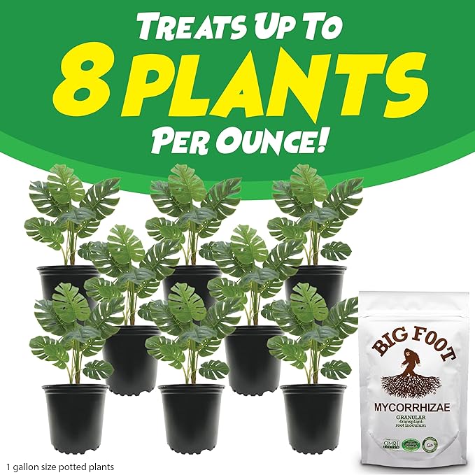 Big Foot Mycorrhizae - Double Your Plant Size, Easy to Use, Made in USA, Treats 30 Plants (7,500 Mycorrhizal Spores) Fertilizer, 4 Ounce Package