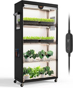 Bstrip Indoor Greenhouse with Grow Light, Plant Stand with 4 Pack 24W Full Spectrum Plant Lights , Plant Shelf with Tent for Indoor Plant, Seed Starting, Seed Tray, 29.5"x13.8"x59"