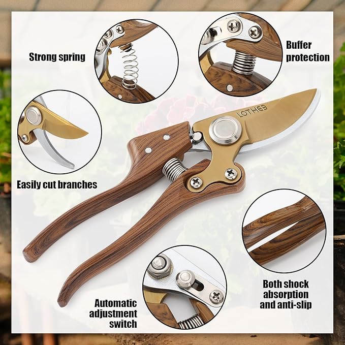 Lothee Japanese Gardening Scissors Made in Japan, Carbon Steel Flower Pruning Shears Heavy-duty Gardening Scissors, for Pruning Plants
