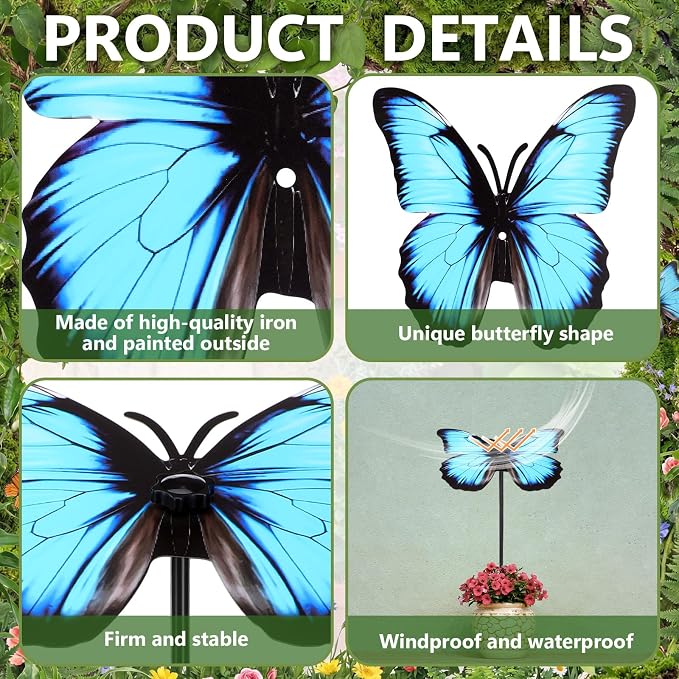 Hsei 2 Pcs Small Metal Plant Umbrella for Outdoor Butterfly Plants Shade Cover 12 Inch Garden Sunshade Disk for Potted Live Decor Provide Shelter from Blazing Sun