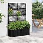 52’’ H Garden Planter Box with Trellis Outdoor for Vine Climbing Plants, Flowers Handwoven Rattan Garden Bed with Removable Liners for Backyard Patio Balcony