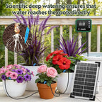 8W Solar Drip Irrigation System for Gardens, DIY Automatic Drip Kit, Supports Watering 30 Pots, Includes 35m Drip Hose and 30 Emitters Suitable for Gardens/Greenhouses/Outdoor Irrigation Timer