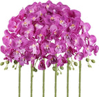 6PCS Purple Artificial Orchids 27’’ Faux Phalaenopsis Orchids Silk Flowers with Stems for Floral Arrangements Home Wedding Dining Table Party Garden Decoration(Purple)