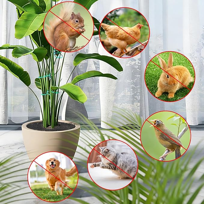 6 Pcs 11.8 Inch Plant Pot Grids, Cuttable Plant Pot Soil Covers Protectors from Animals with 30 Pcs U-Shaped Nails, Cat Dog Digging Proof Protection for Indoor Outdoor Potted Plants