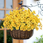 Bassion 24 Bundles Artificial Flowers for Outdoors Decoration, UV Resistant Yellow Silk Fake Faux Flowers Artificial Plants for Outside Window Box Porch Garden Home Decor