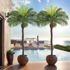 7ft Tall Artificial Phoenix Palm Tree for Outdoor Indoor Decor, Large Faux Coconut Silk Palm Tree Tropical Fake Tree Perfect for Outside Patio Poolside Home Office Decor (Set of 2)