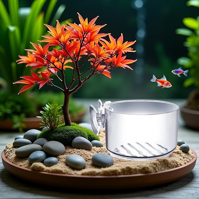 Transparent Round Aquatic Planter Cups with Hole,Mini Acrylic Aquatic Plant Pot Aquarium Plant Holder with Suction Cup Aquarium Décor,for Shrimp Fish Live Décor
