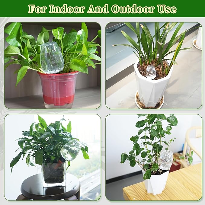 3pcs Plant Self Watering Globes, Plastic Water Bulbs Top Fill, 12.3 oz Plant Watering Devices System Slow Release Terracotta, Water Spikes Stakes for Indoor (Clear-3pack)