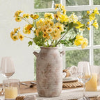Large Flower Vase Home Decor - 12 inch Tall Ceramic Farmhouse Rustic Table Vases with Handle Living Room Decoration Decorative Modern Pottery for Floor Kitchen Shelf Coffee Dining Desk Fireplace