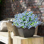 ATTGREAT Artificial Flowers Outdoor Faux Plants UV Resistant Fake Patio Flowers Plastic Greenery Plnats Outside Bulk for Spring Garden Hanging Planter Home Vase Decor, 12 Bundles (Blue)