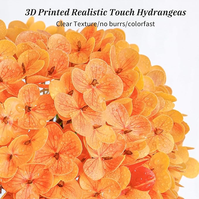 Leftover 3 Pcs Fall Hydrangea Artificial Flowers,21" Real Touch Faux Hydrangea Flowers and 3 PCS Butterflies Fall Hydrangea Stems,Fall Floral Arrangement Centerpiece Table,Wedding,Home Decor
