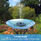 Yzert Solar Fountain with 2000 mAh Battery Backup Works in Cloudy, Glass Solar Powered Bird Bath Fountains with 7 Nozzles, 3.5 W Solar Fountain Pump for Birdbath,Garden, Outdoor, Pond (Blue)