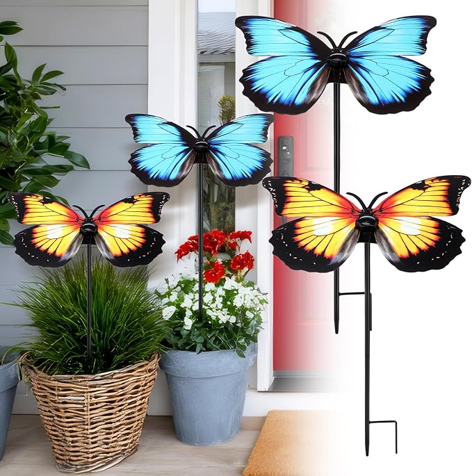 Hsei 2 Pcs Small Metal Plant Umbrella for Outdoor Butterfly Plants Shade Cover 12 Inch Garden Sunshade Disk for Potted Live Decor Provide Shelter from Blazing Sun