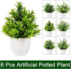 Yoratee Artificial Plant 6PCS Small Fake Plant Greenery Potted Plant Cute Indoor Faux Plant Houes Office Table Desk Bathroom Decor Plants
