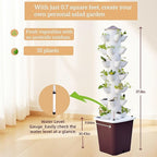 Hydroponics Tower Growing System Kit, Vertical Garden Indoor Outdoor, Up to 35 plants,Lettuce Grow Tower & Timer, Smart Indoor Growing System for Kitchen, Balcony, Apartment Herbs & Vegetables