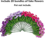Artificial Flowers for Outdoors Decoration, 20 Bundles Faux Morning Glory with Eucalyptus Look Real UV Resistant Fake Plants Silk Flowers for Outside Yard Gardens Porch Patio Planter Home Urn, Mix