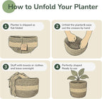 Jute Planter Basket-Woven Jute Rope Covers for Decorating Indoor/Outdoor Succulents, Small Plant Pots-Set of 2-Multi-Purpose Storage Bins 6.5 Inches - Modern Style Décor- Brown