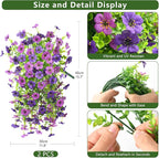 Artificial Fake Flowers Plants for Outdoor Spring Summer Decoration, 2 PCS Faux Silk Daisy Flowers No Fade UV Resistant Realistic for Outside Home Planter Porch Patio Balcony Yard Decor (Purple)