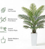 Garvee 5FT Artificial Palm Tree, Tall Faux Tropical Areca Plants with White Tall Planter, Fake Potted Tree with Lifelike Leaves for Indoor Living Room Bedroom Home Office Decor