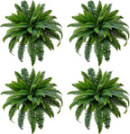 Senjie Artificial Boston Fern 4 Set Large 55 Branches Fake Ferns for Outdoors 34Inch Faux Plant for Home Living Room Office Decor