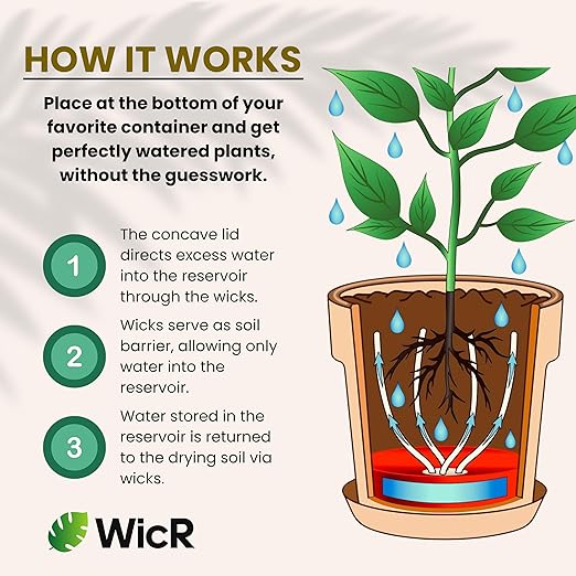 Self-Watering Planter Insert for Houseplants, Flower Pots and Hanging Baskets – Bottom Watering Reservoir with Wicking System – Prevents Over & Under Watering and Root Rot – Indoor/Outdoor – USA Made