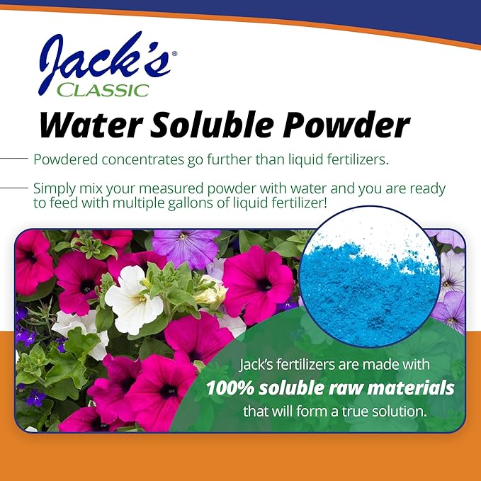 Jack's Classic 10-30-20 Blossom Booster Water-Soluble Fertilizer with Micronutrients for Increasing Color and Quantity of Blooms in Flowering Plants, 10lbs