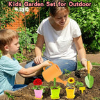 Kids Gardening Tools Set, 13 Pcs Gardening Kit with Apron & Tote Bag, Outdoor STEM Toys, Gardening Gifts for Toddlers Ages 3-7