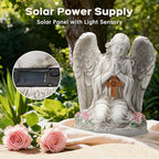 Solar Angel Garden Statue Outdoor Decor Cemetery Decorations for Grave Praying Angel Figurines with LED Light for Outdoor Lawn Yard Patio Decor Memorial Gifts for Women, Mom, Grandma