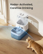 Wastewater Separation Cat Water Fountain – No Filter/Pump, Wireless | Stainless steel, indoor/outdoor pet use, save 56$/year, radar sense, 3L+2.7L dual tanks, 4000mAH battery, 30dB, time setting
