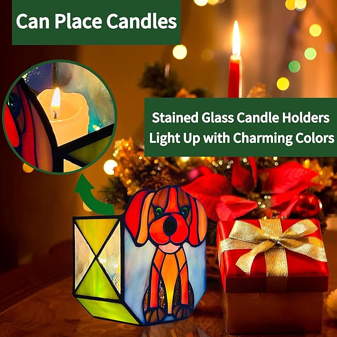 Tiffany Style Dog Planter,Indoor Plant Pots with Drainage,Unique Cactus Pot,Arrange Dried Flowers Flower Pots,Plant Gifts for Dog Lovers